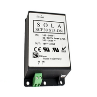 SCP30S15UDN SOLAHD SCP DIN POWER SUPPLY, 30W, 15V OUTPUT,  85-264V IN,SWITCHING, LOW PROFILE(SCP 30S15-DN)
